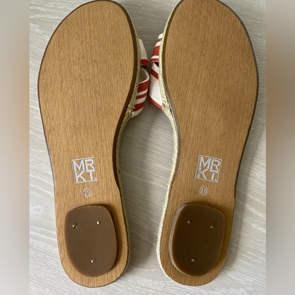 MRKT Market Faith slip on Sandal Shoe Flat Coral Cream fabric upper size 10 - Picture 3 of 8